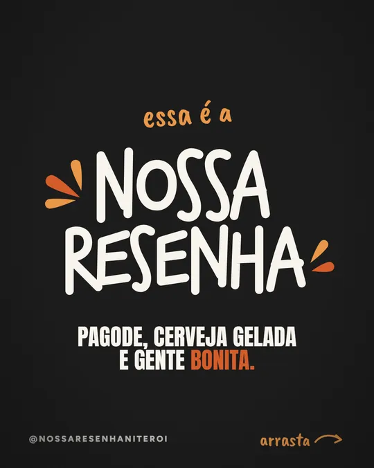 Post do feed com o logo em branco sobre preto e a frase Pagode, cerveja gelada e gente bonita.